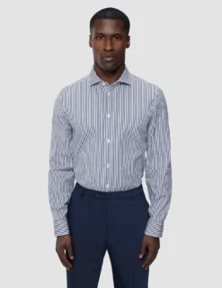 Elevated Shirt Navy Stripe Thin Slim