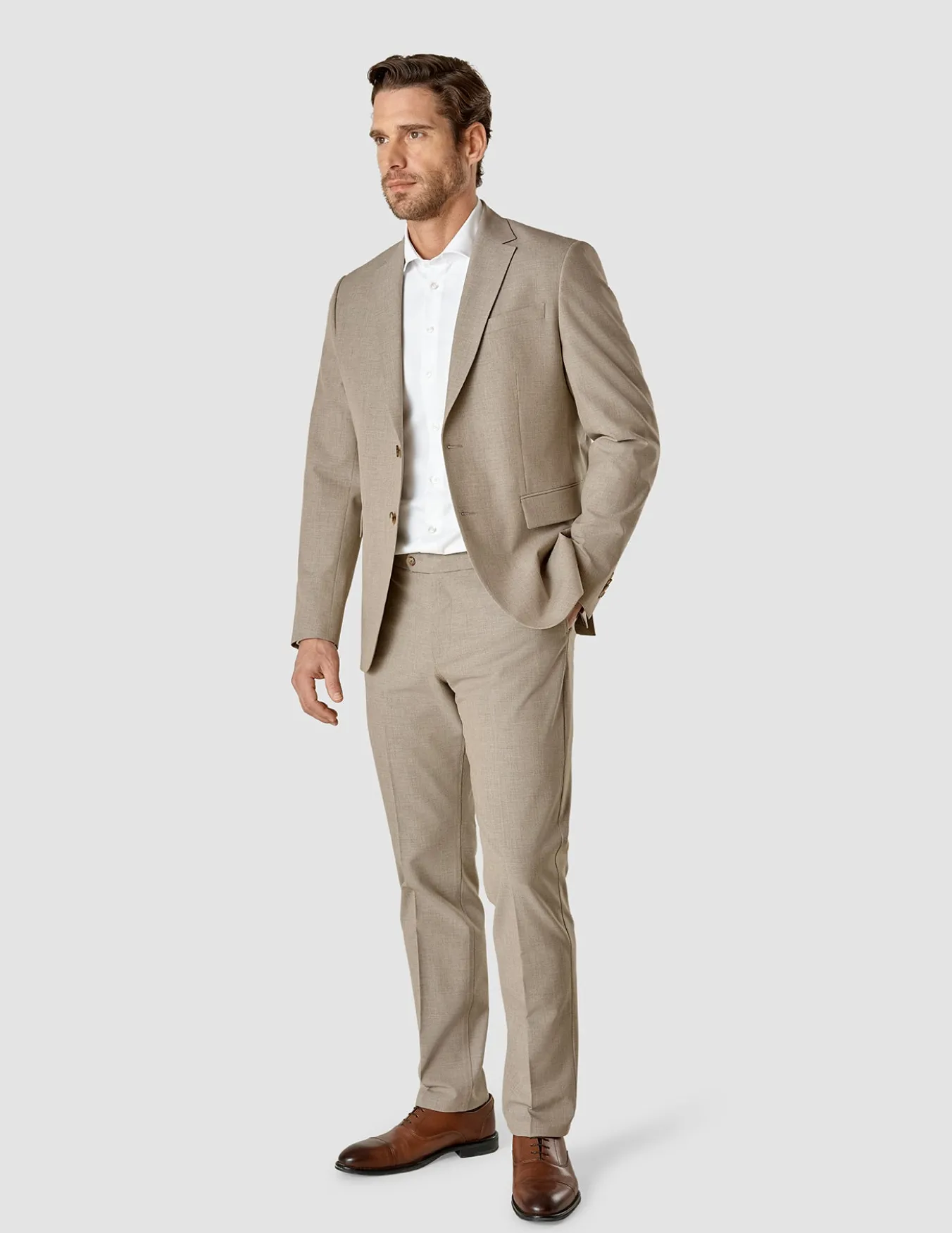 Essential Blazer Beige Melange Slim