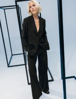 Essential Blazer Black Silver Pinstripe
