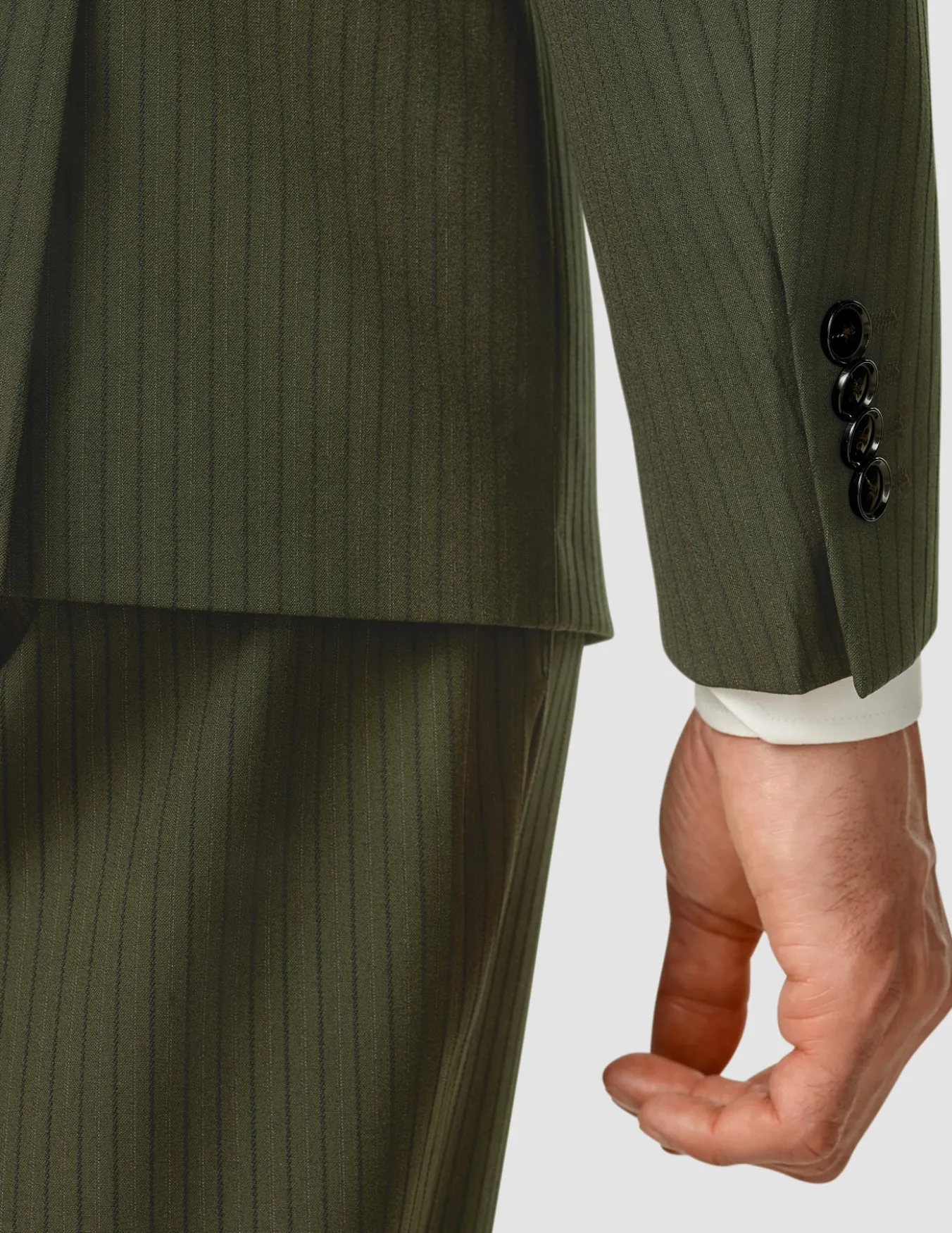 Essential Blazer Regular Moss Green Pinstripe