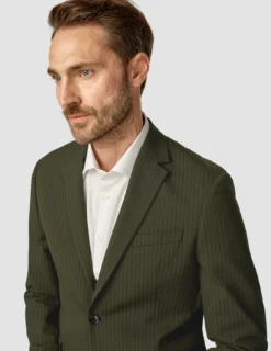 Essential Blazer Slim Moss Green Pinstripe