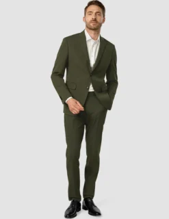 Essential Blazer Slim Moss Green Pinstripe