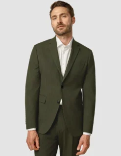 Essential Blazer Slim Moss Green Pinstripe