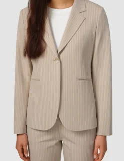 Essential Fitted Blazer Island Sand Pinstriped