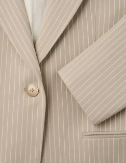 Essential Fitted Blazer Island Sand Pinstriped