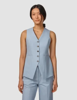 Essential Long Vest Sky Blue Melange