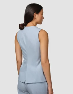 Essential Long Vest Sky Blue Melange