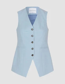 Essential Long Vest Sky Blue Melange