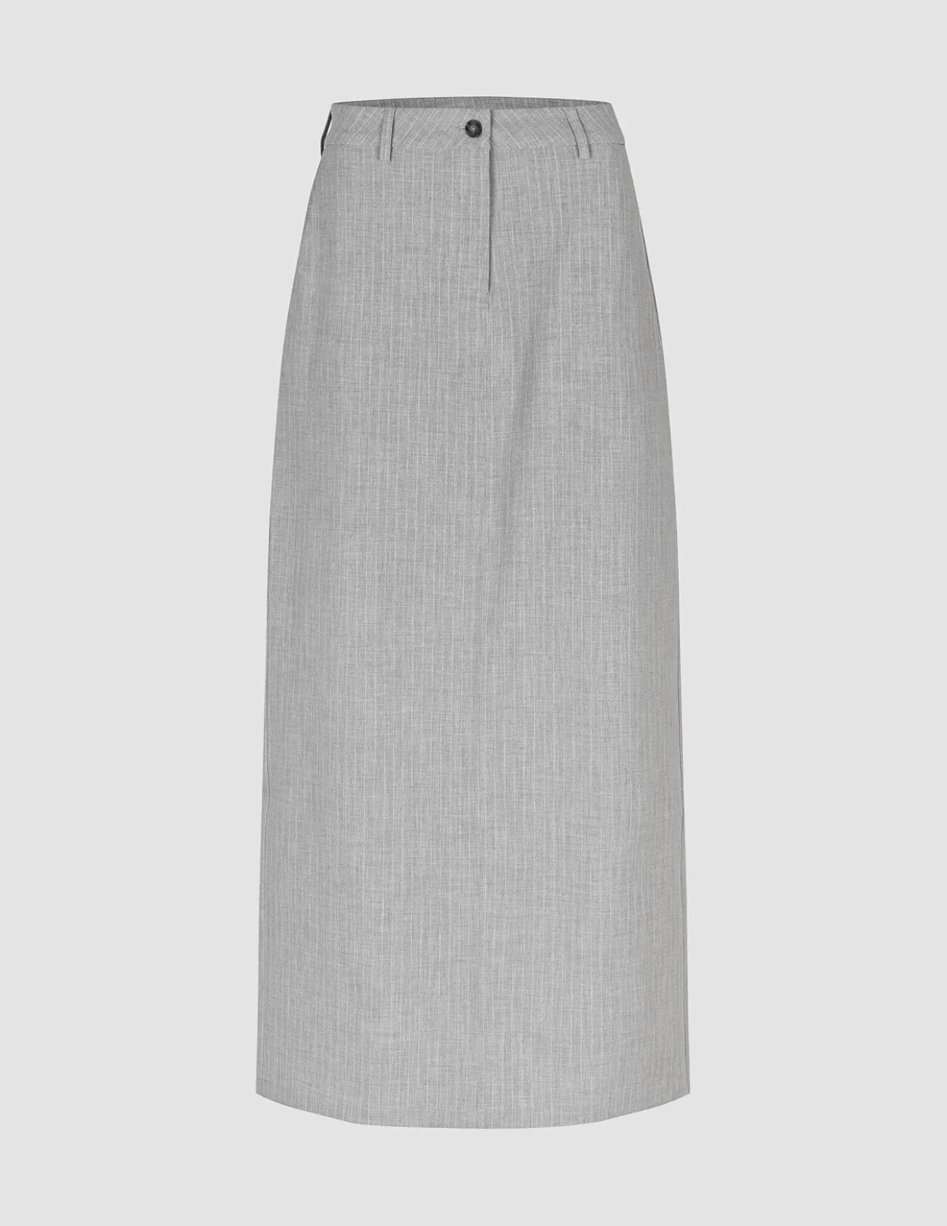 Essential Maxi Skirt Light Grey Pinstriped