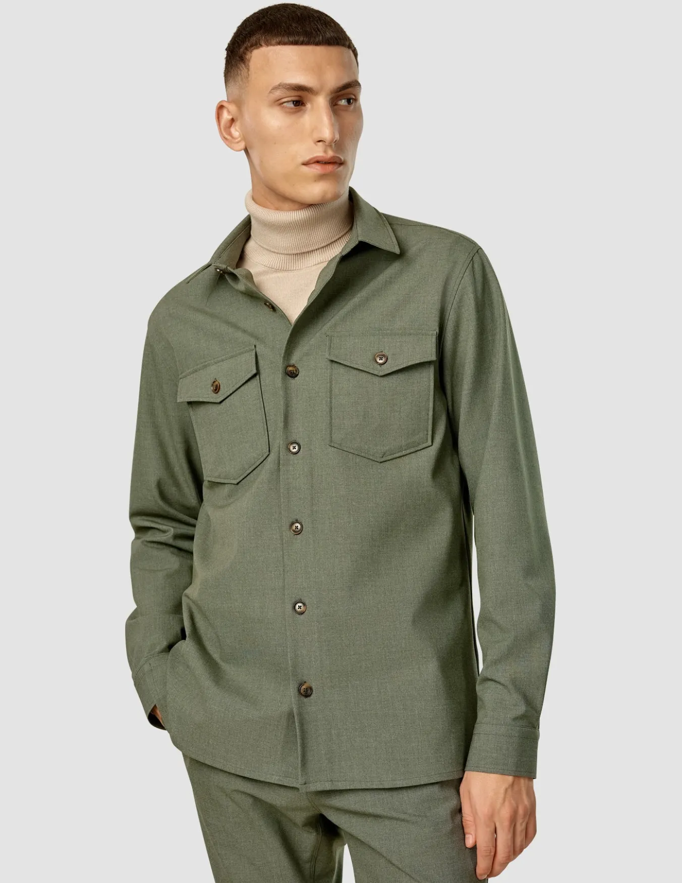 Essential Overshirt Nightfall Green Melange