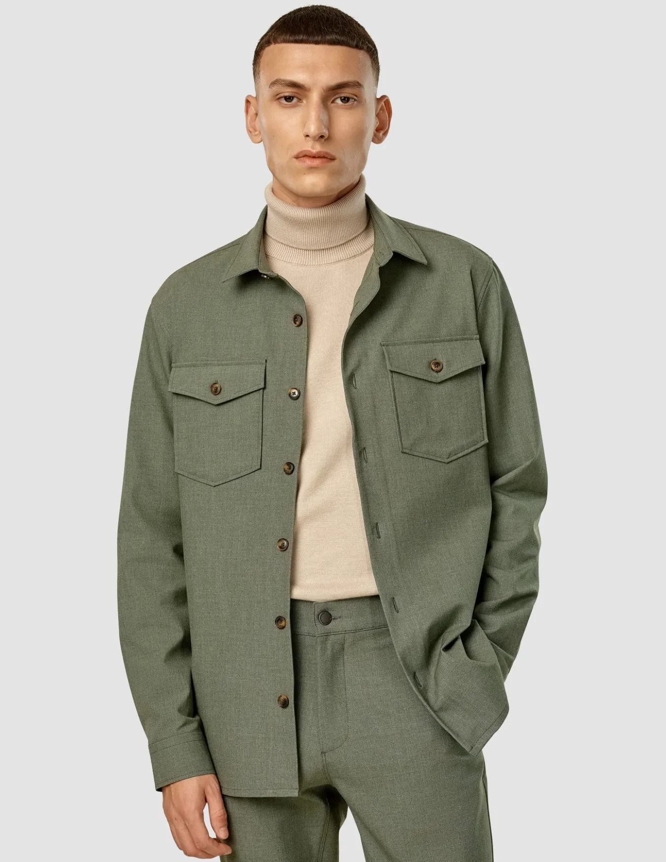 Essential Overshirt Nightfall Green Melange