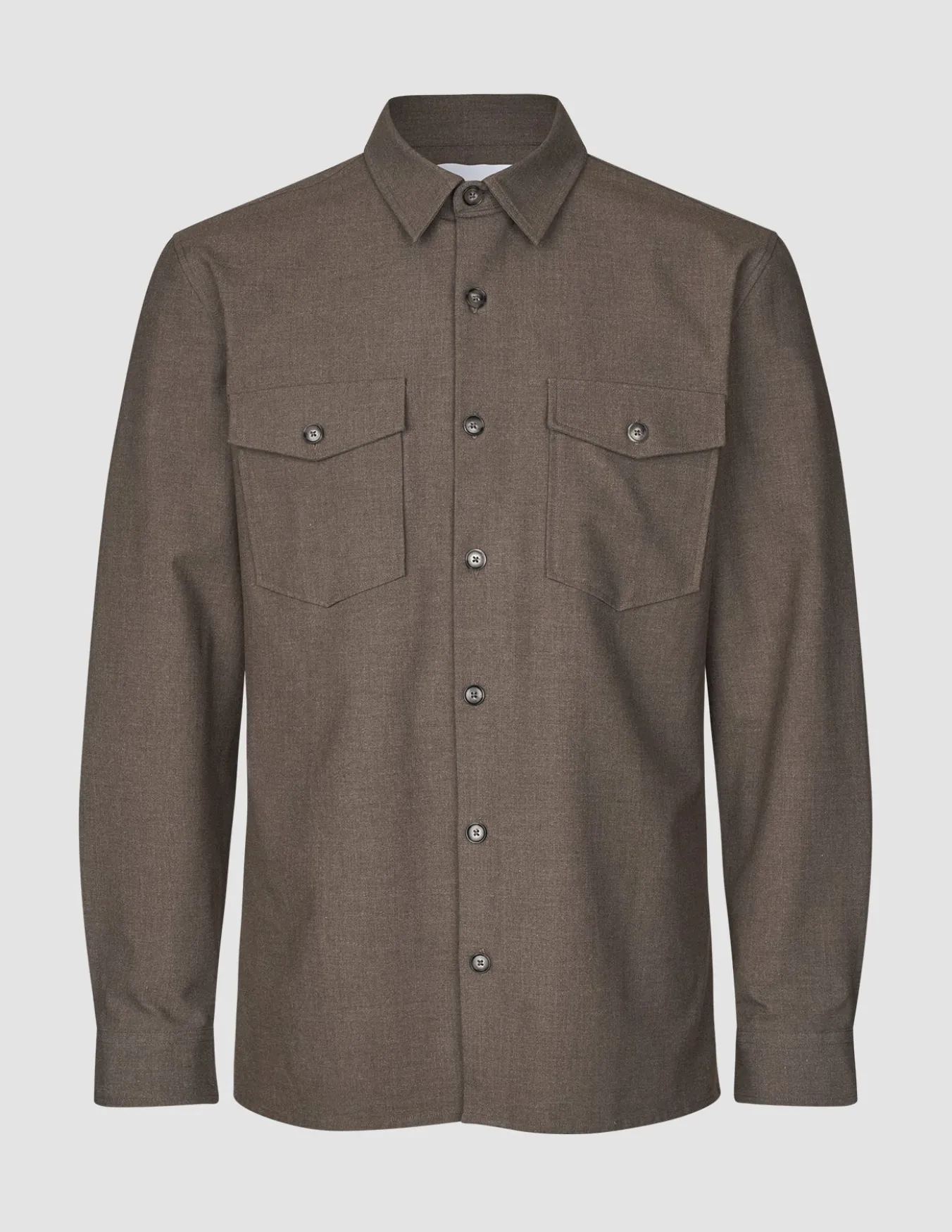 Essential Overshirt Saddle Brown Melange
