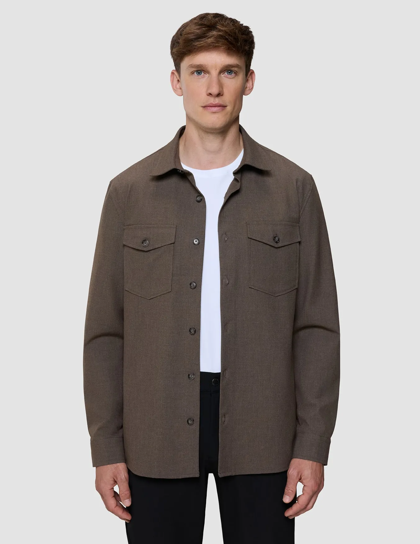 Essential Overshirt Saddle Brown Melange