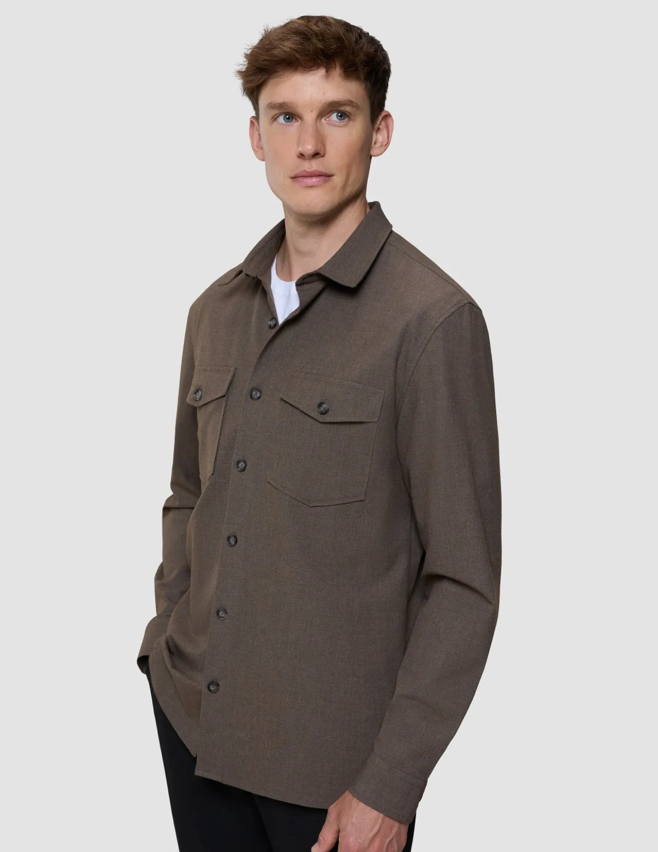 Essential Overshirt Saddle Brown Melange