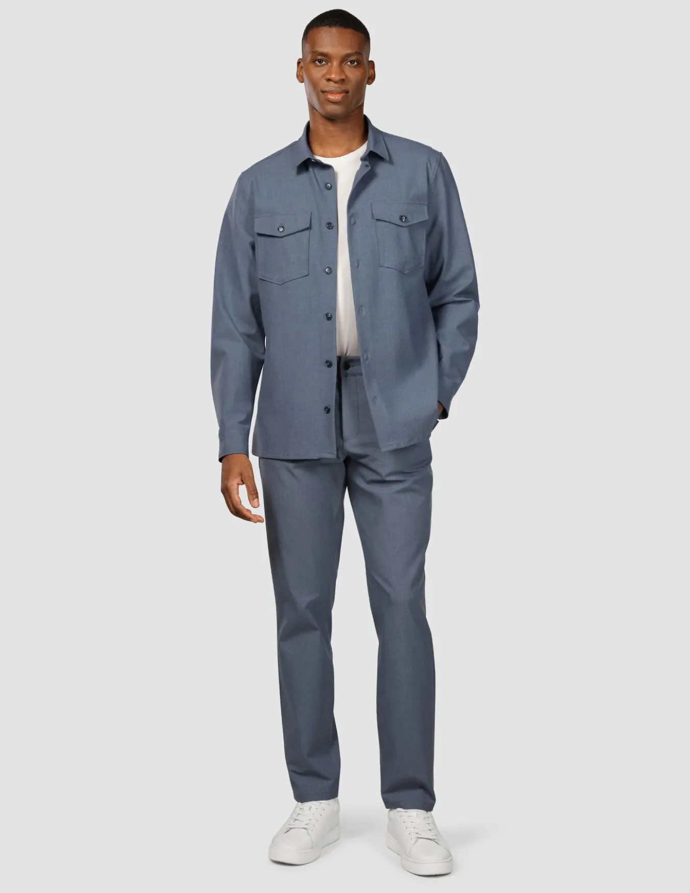 Essential Overshirt Storm Blue Melange