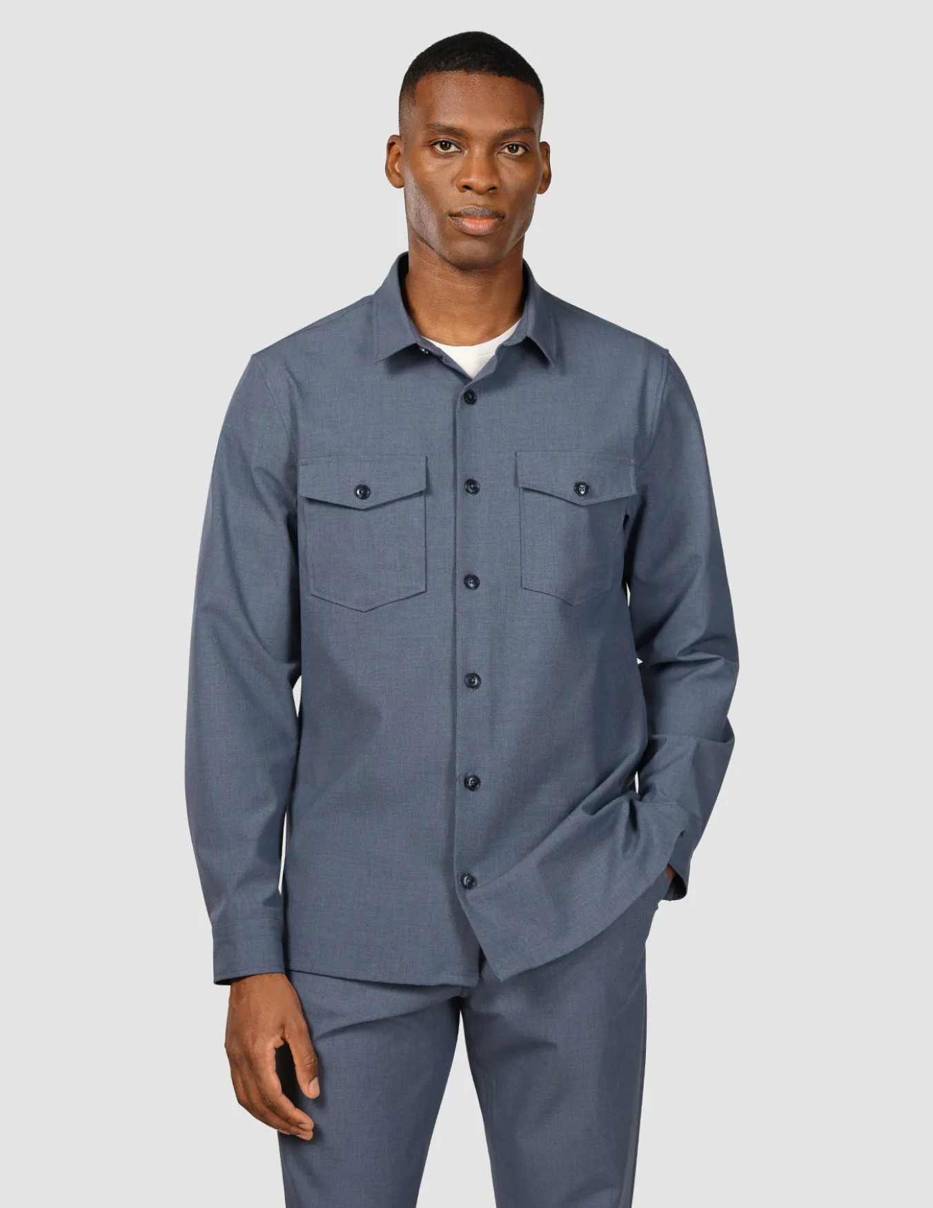 Essential Overshirt Storm Blue Melange