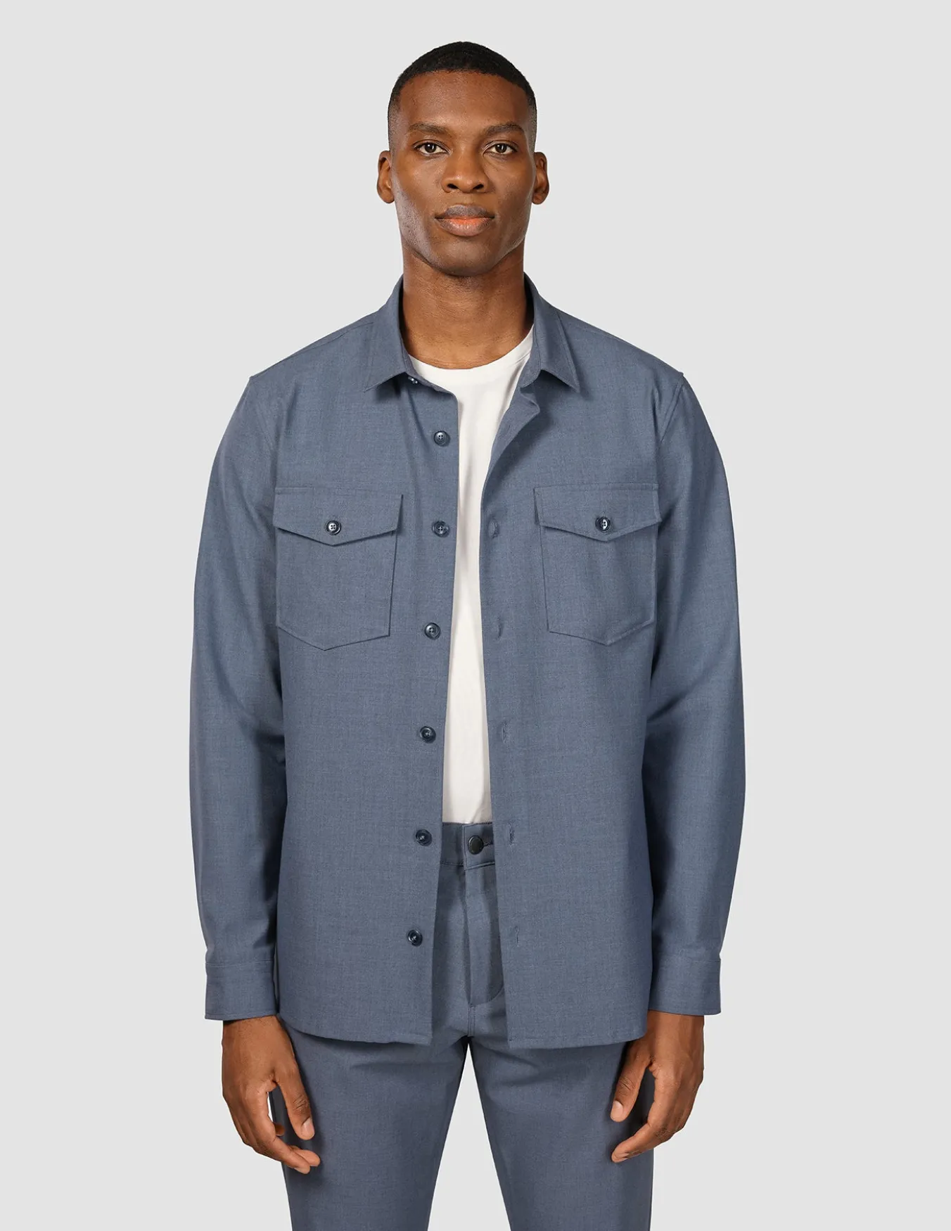 Essential Overshirt Storm Blue Melange