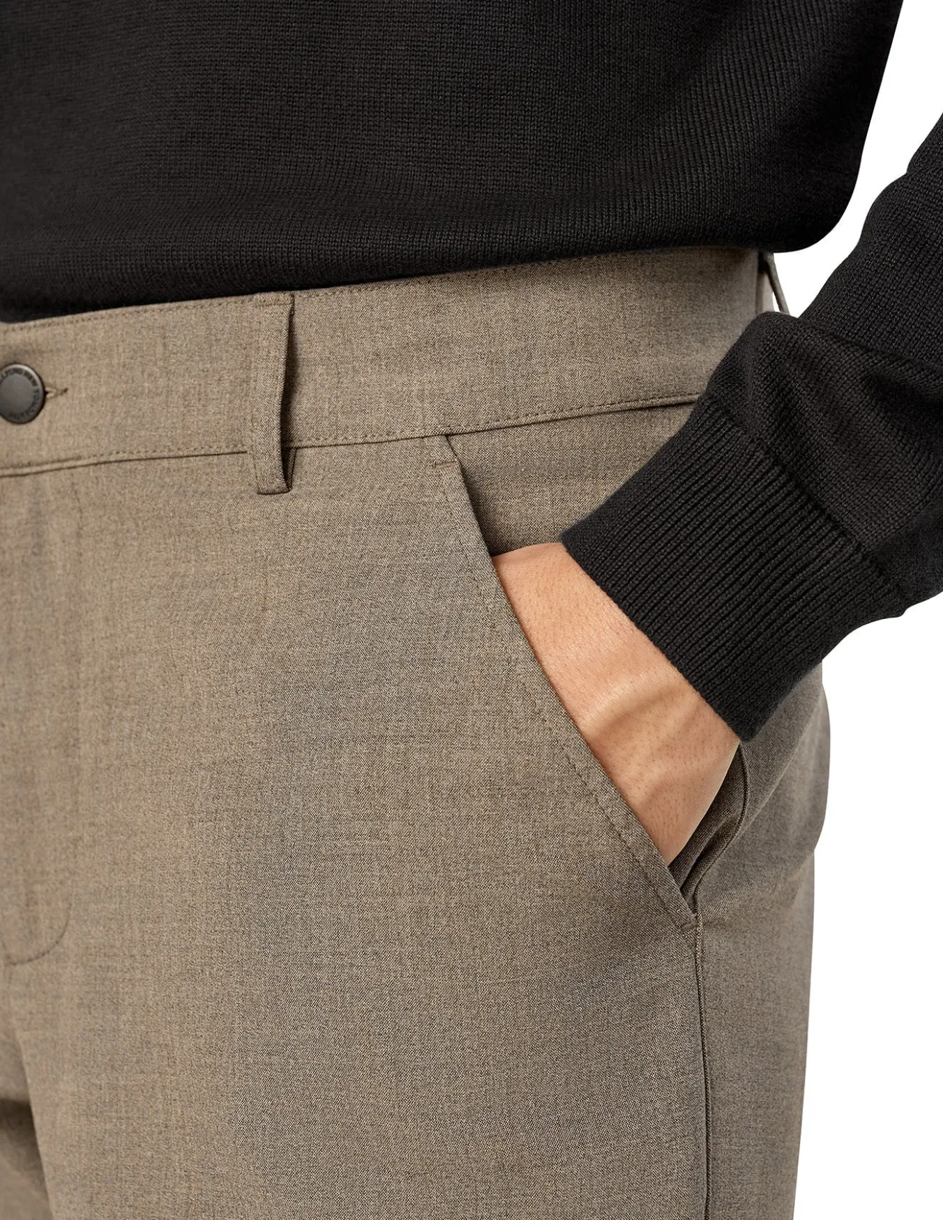 Essential Pants Regular Dark Beige Melange