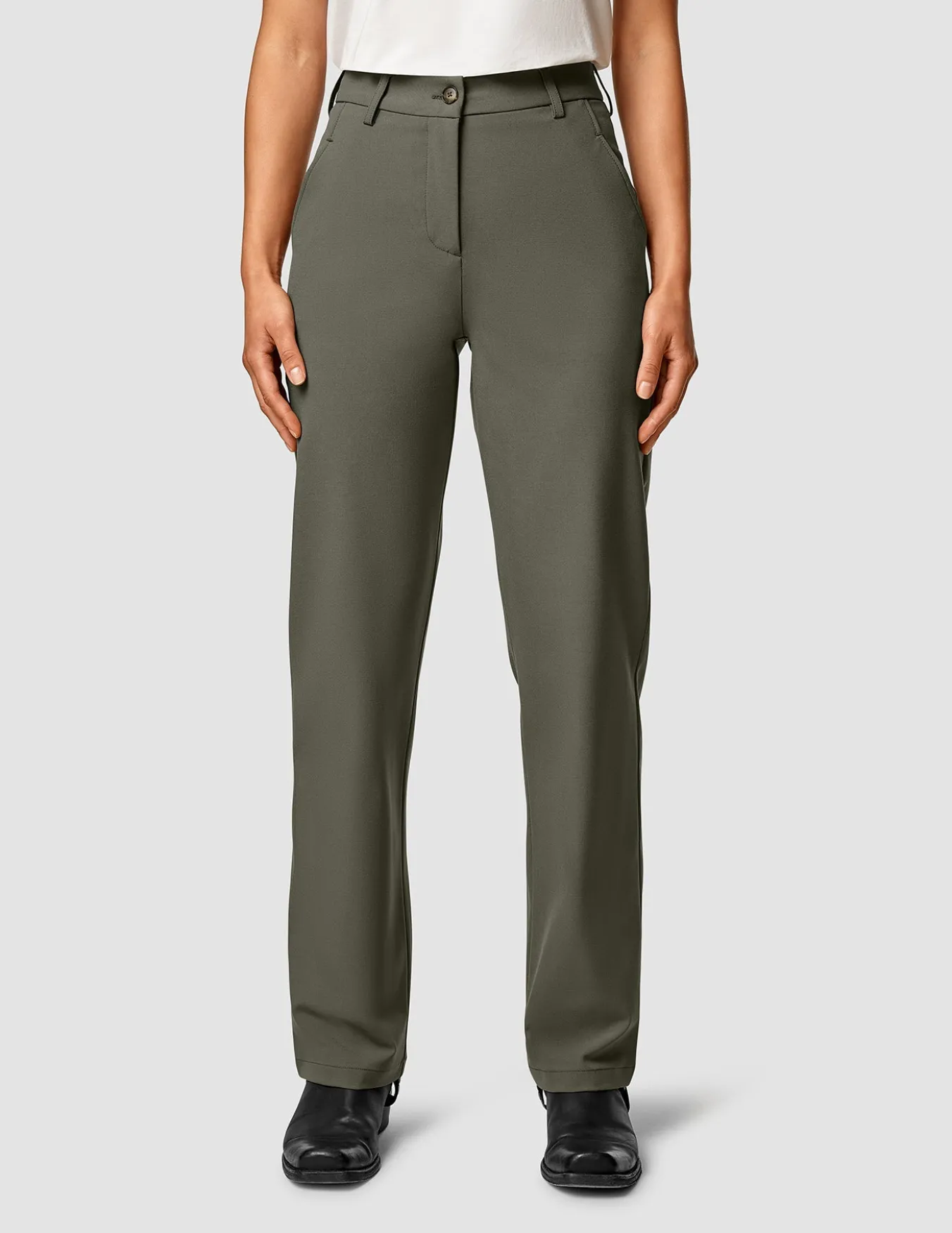 Essential Pants Straight Dark Olive
