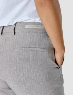 Essential Pants Straight Light Grey Pinstriped