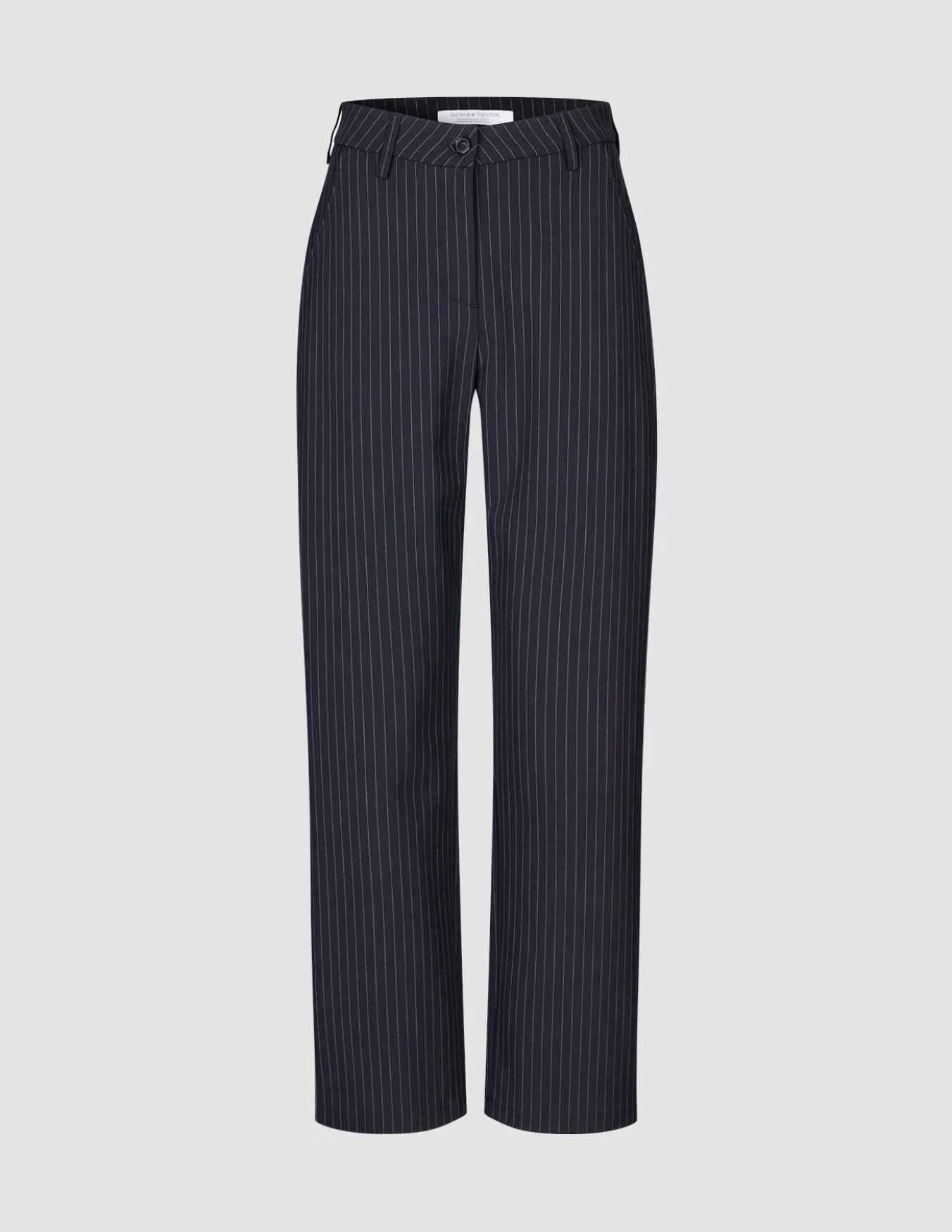 Essential Pants Straight Navy Pinstripe
