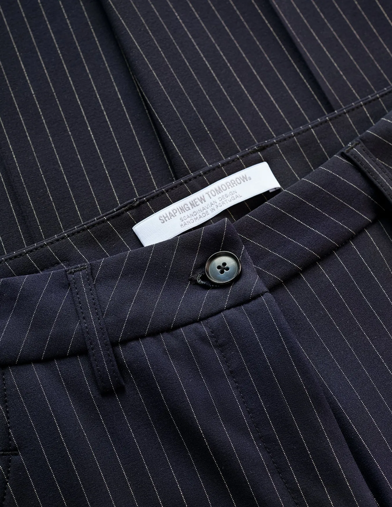 Essential Pants Tapered Navy Pinstripe