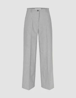 Essential Pants Wide Light Grey Pinstriped