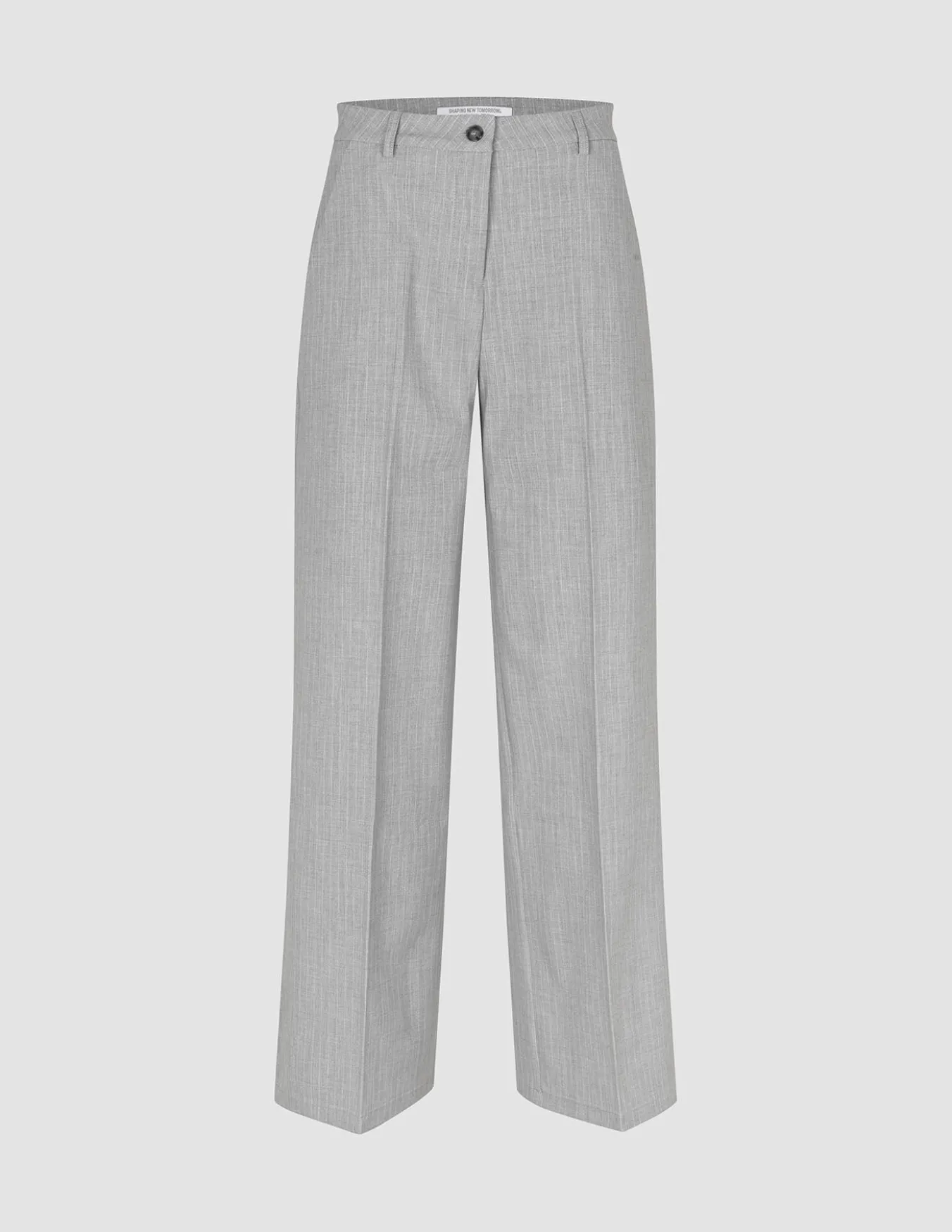 Essential Pants Wide Light Grey Pinstriped