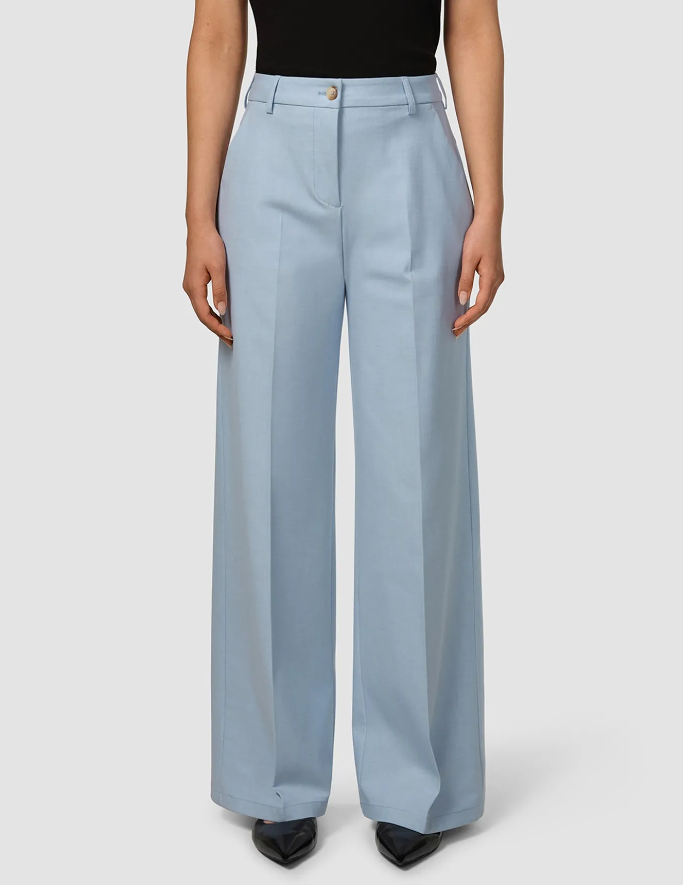 Essential Pants Wide Sky Blue Melange