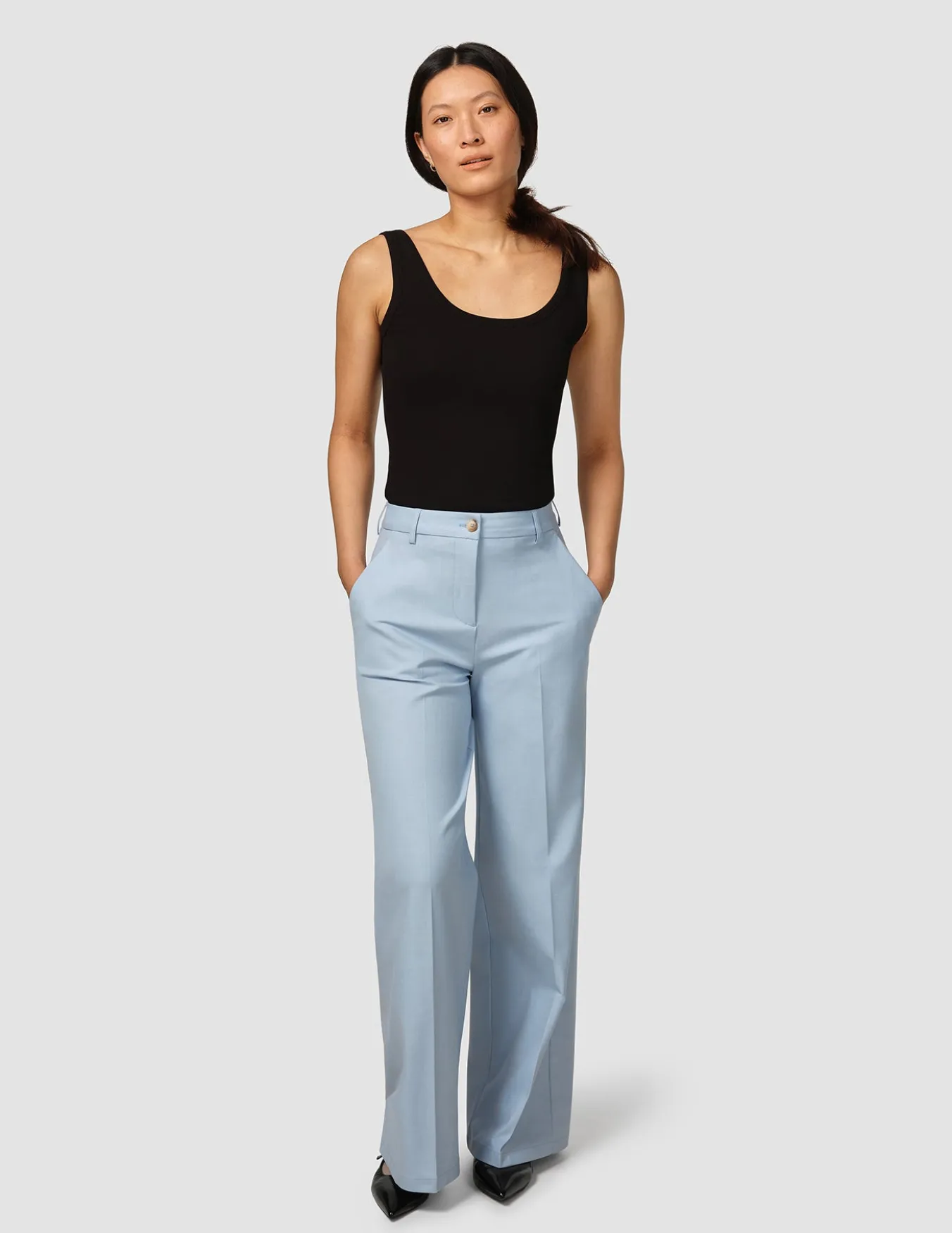 Essential Pants Wide Sky Blue Melange