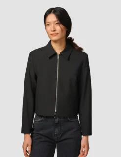 Essential Short Zip Jacket Black