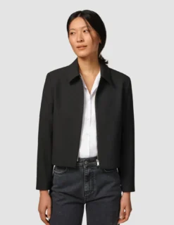 Essential Short Zip Jacket Black