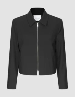 Essential Short Zip Jacket Black