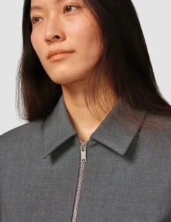 Essential Short Zip Jacket Dark Grey Melange
