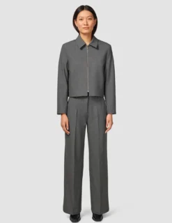 Essential Short Zip Jacket Dark Grey Melange