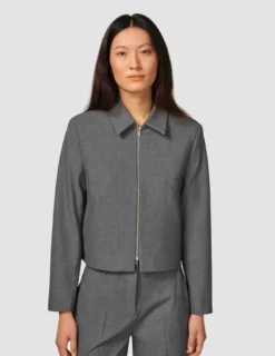 Essential Short Zip Jacket Dark Grey Melange