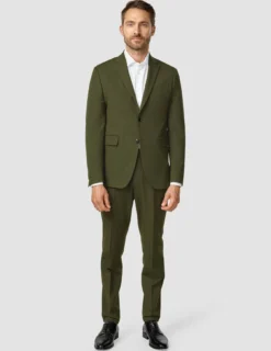 Essential Suit Pants Regular Moss Green Pinstripe