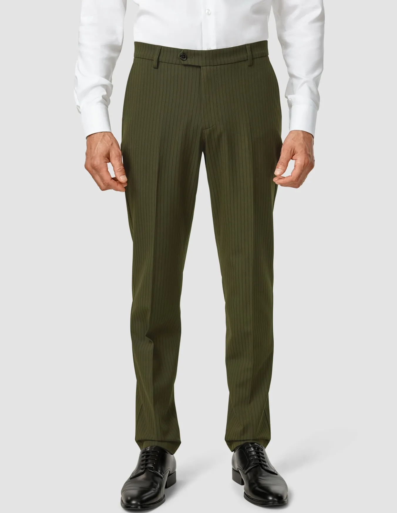 Essential Suit Pants Regular Moss Green Pinstripe