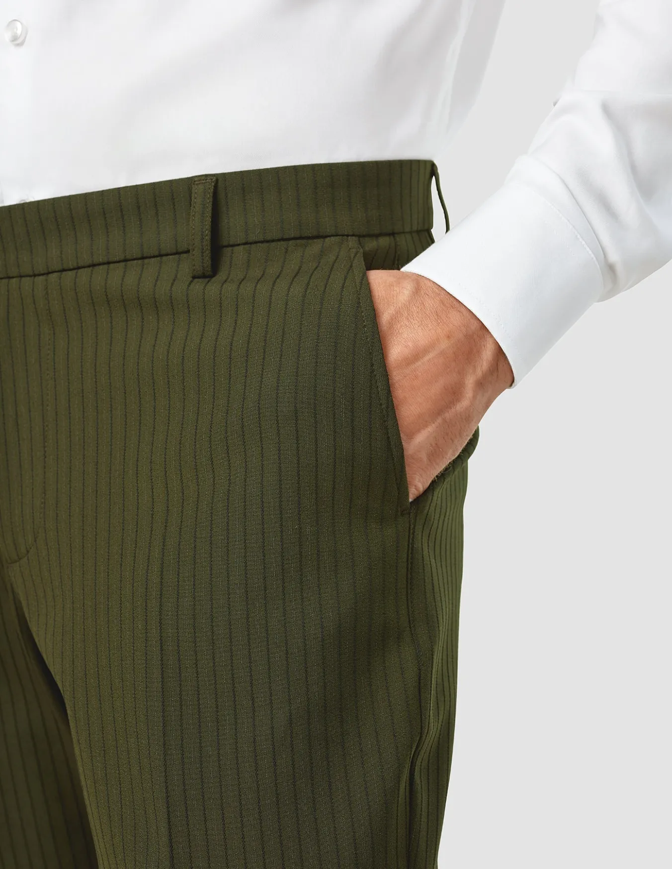 Essential Suit Pants Regular Moss Green Pinstripe