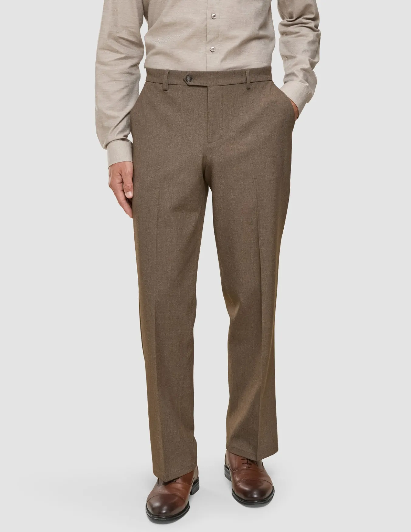 Essential Suit Pants Relaxed Fit Saddle Brown Melange