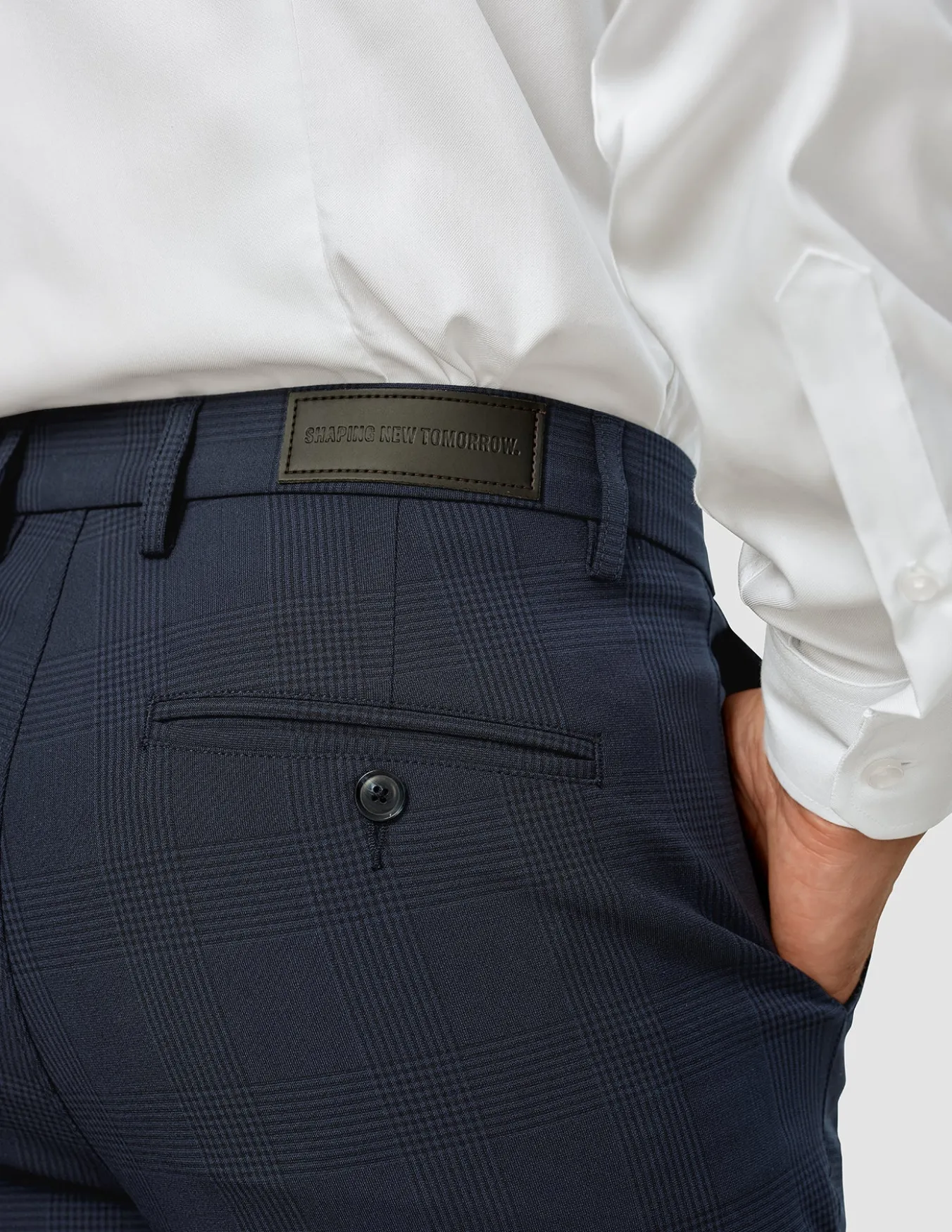 Essential Suit Pants Slim Dark Blue Check