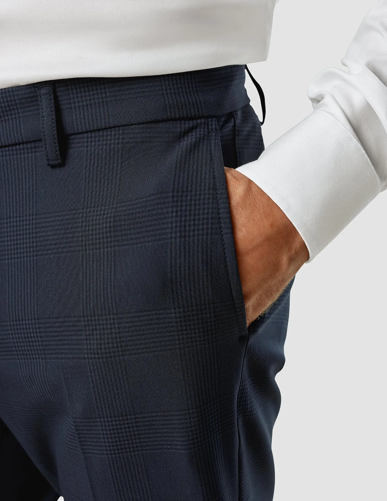 Essential Suit Pants Slim Dark Blue Check