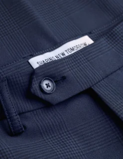 Essential Suit Pants Slim Dark Blue Check