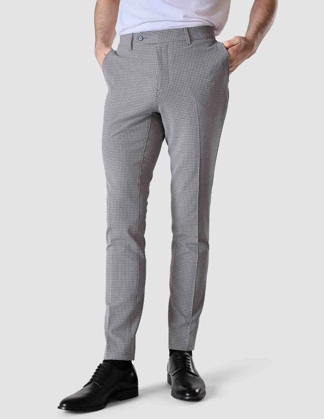 Essential Suit Pants Slim Duo Check Blue
