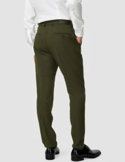 Essential Suit Pants Slim Moss Green Pinstripe