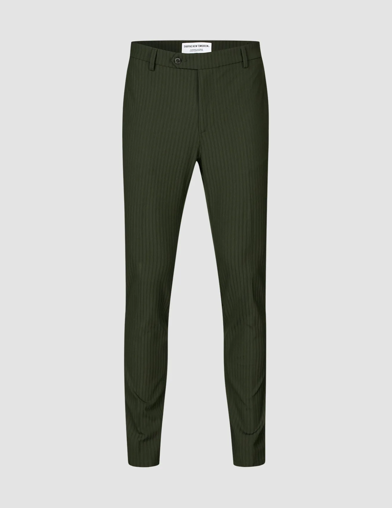 Essential Suit Pants Slim Moss Green Pinstripe