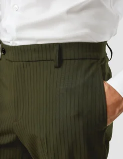 Essential Suit Pants Slim Moss Green Pinstripe