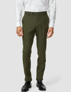 Essential Suit Pants Slim Moss Green Pinstripe