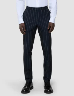 Essential Suit Pants Slim Navy Stripes
