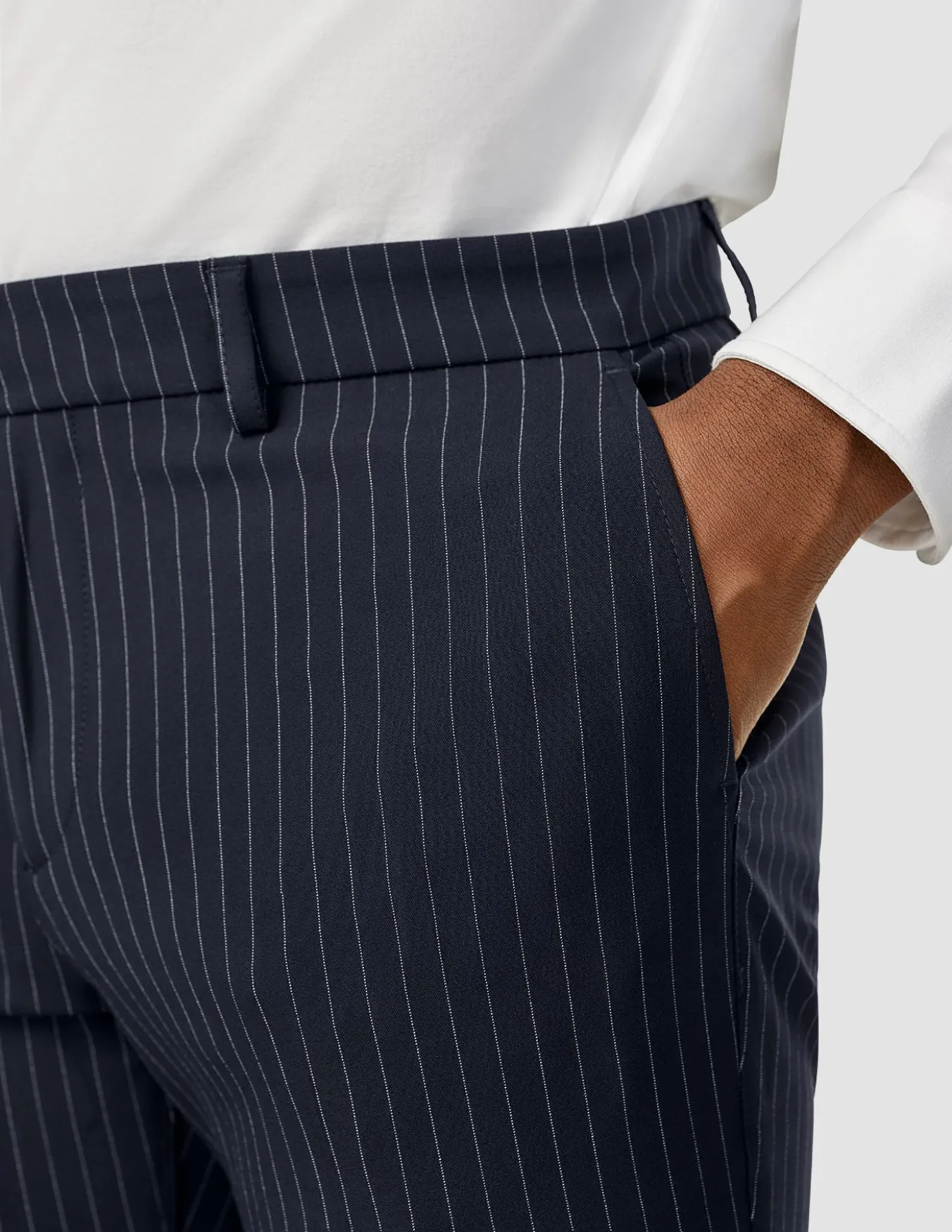 Essential Suit Pants Slim Navy Pinstripe